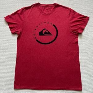 Quiksilver Graphic Tee Medium M Coral Red Short Sleeve Circle Logo